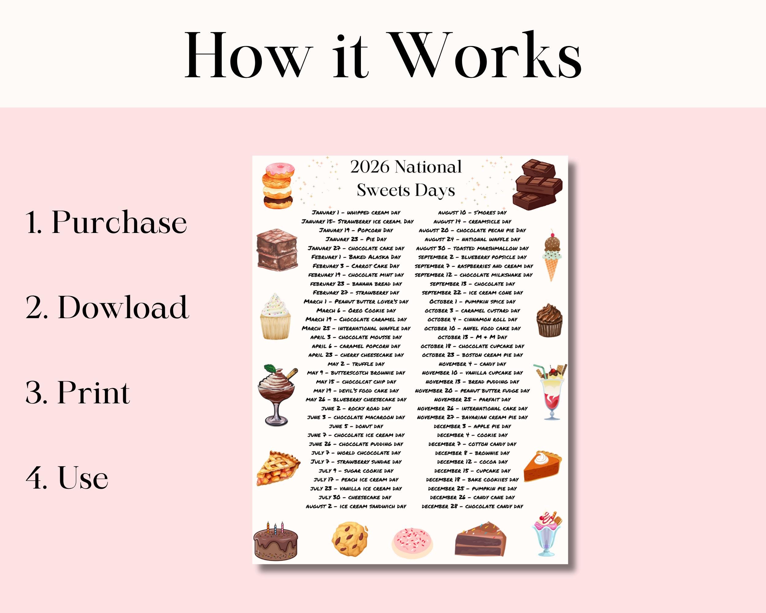 Calendar Of Food December National Days 2026 3 2026 National Sweets Days Calendar: Dessert Food Holiday ...