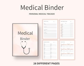 Afdrukbare medische map: gezondheidstracker, doktersbezoeklogboek (pdf-download)
