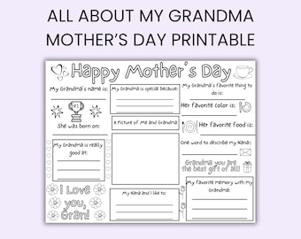 Allt om min mormor - Mors dag-utskriftsblankett (PDF)