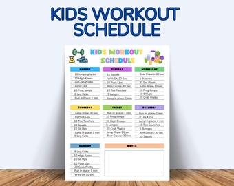 Kids Workout Schedule: Fun Fitness Challenge Chart (Digital Download)