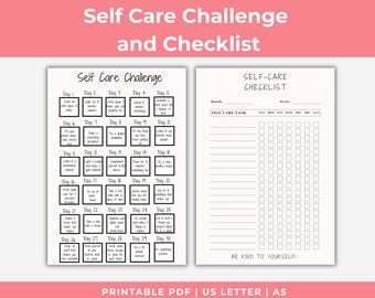 30-Day Self-Care Challenge: Daily Checklist, Mental Health Tracker (PDF Download)