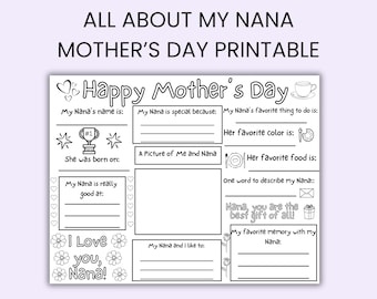 All About My Nana - Mother's Day Fill-In Printable (PDF)