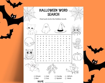 Halloween Word Search Puzzle for Kids: Classroom Activity (PDF Download)