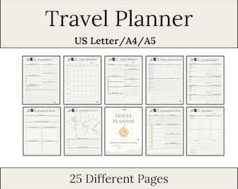 Travel Planner Printable | Trip Organizer, Vacation Planner, Digital Travel Journal, Trip Planning Pages