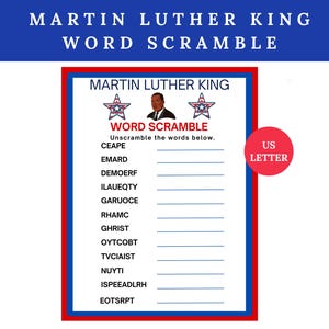 MLK Word Scramble: Dr. King Day Classroom Activity (PDF)