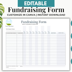 Modelo de formulário de arrecadação de fundos editável, planilha de pedidos de arrecadação de fundos do Canva, rastreador de vendas imprimível, arrecadação de fundos para escolas e equipes.