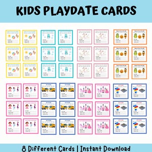 Kinder Spieldaten Karten - Handkarten für Freunde - Freunde spielen Datum - Kinder Spaß spielen Zeit - Kinder treffen sich
