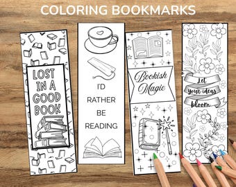Printable Coloring Bookmarks: DIY Book Club Craft (PDF Download)