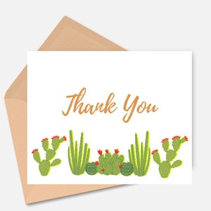 Cactusbedankkaart, Desert Vibes, eenvoudig bedankje - direct downloaden; Afdrukbare pdf