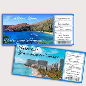 Hawaii Überraschungsreiseticket, Urlaubsticket, Hawaii-Gutschein, Hawaii-Eintrittskarte, Überraschungsurlaub, Hawaii-Geschenkkarte, Überraschungs-Hawaii-Reise