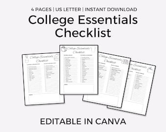 College Essentials Checklist: Printable Dorm Packing List (PDF)
