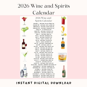 2026 Wein & Spirituosen Kalender: Besondere Trink Tage (PDF Download)