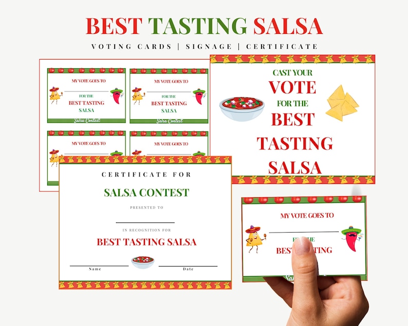 Salsa Contest Kit: Printable Certificates, Ballots, and Scorecards ...