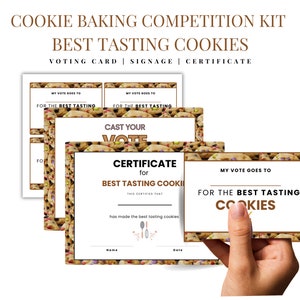 Keks-Konkurrenz - Backkonkurrenz - Beste Kekse schmeckend - Bake Off - Backkontest - Urkunde - Urkunde - Voting-Karten