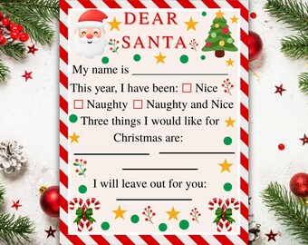 Letter to Santa Template - Printable Christmas Wish List (PDF)