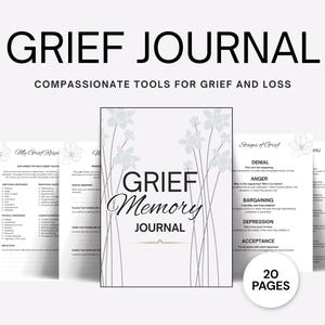 Grief Journal Printable Healing Guide -  Grief Worksheets - Grief Pages -  Grief Workbook - Grief Processing - Grief and Loss Worksheets