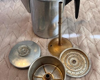 Vintage CHILTON WARE Aluminum Stove Top 5 Cup Perculator Coffee Pot Glass Bubble