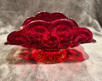 Bol grande para plátanos de cristal ámbar vintage L.E. Smith con diseño de luna y estrellas