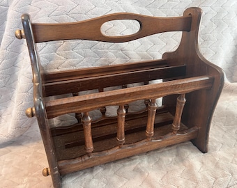 vintage mid-century modern wooden magazine rack