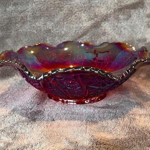 Carnival Glass Red Bowl Indiana Glass - Etsy