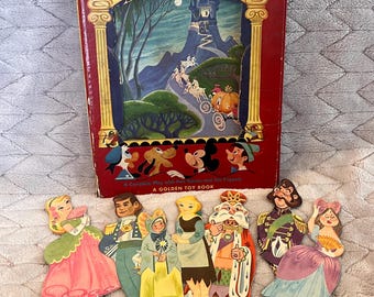 Rare GOLDEN TOY BOOK Walt Disney’s Cinderella Puppet Show missing puppets