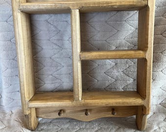 Vintage Wooden Heart Trinket Shelf Miniatures Knick-Knack Curio Display