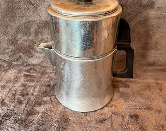 Vintage 4 Part Mirro Coffee Pot 2 Quart Aluminum Drip
