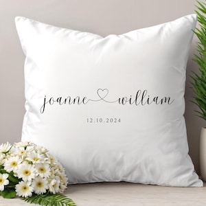 Personalized Wedding Pillow, Custom Couple Gift, Engagement Gift, Anniversary Pillow, Bridal Shower Gift, Name & Date Pillow, Housewarming