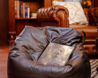 Today's Pure Leather Bean Bag Chair: Durable Lounger Seating (L/XL/XXL) without beans
