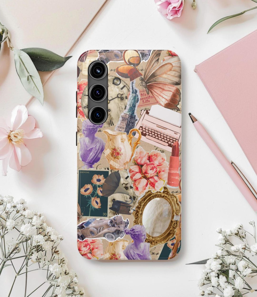 Vintage Phone Case Romantic Collage Samsung Galaxy S22, S23, S24 Tough