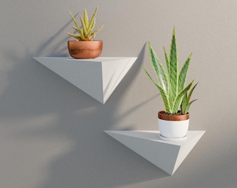Triangle Wall Shelf Geometric Floating Shelf Hanging Display Shelf for Crystals Plants Boho Modern Minimalist Home Decor Aesthetic Accent