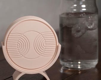 Ensemble de sous-verres esthétiques modernes avec support Sous-verres élégants pour cadeau de pendaison de crémaillère, décoration de mariage et accessoires de maison contemporains