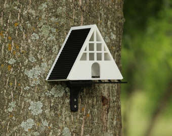 Modern Birdhouse Minimalist Design for Bird Watcher A Frame Birdhouse Gift For Bird Lover Bird Watching Accessory Wall Mount Bird Enclosure
