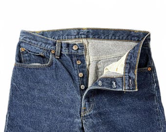 Vintage Levi's 501 Jeans 32x30 Made in USA Dark Wash Button Fly Denim