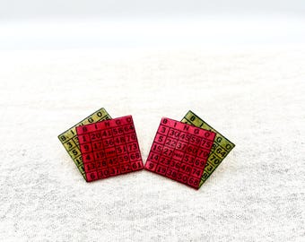 Vintage Bingo Card Earrings Retro Game Night Jewelry