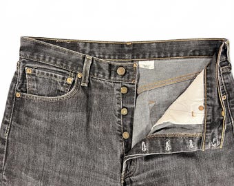Vintage Levi’s 501 XX Jeans: Faded Black Denim, Button Fly, 90s Straight Leg (32x33)