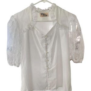 Camicetta western da ballo country da donna vintage Jeri Bee, bianca, taglia S