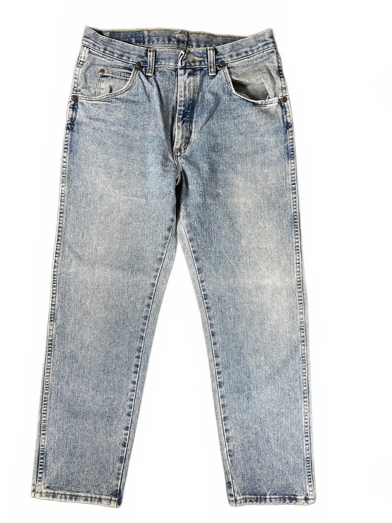 Vintage USA Made Wrangler Jeans 30x29 Light Wash Denim Jeans 80er 90er Western Cowboy Mom Jeans Bild 2