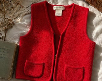 Vintage Red Wool Zip Vest by Stephanie Parks