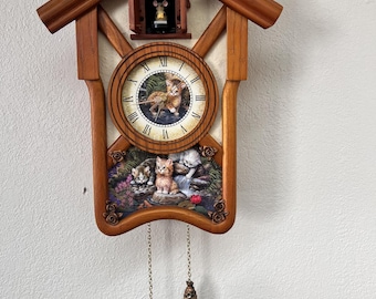 Bradford Exchange Happy Tails Cuckoo Clock Jurgen Scholz Cat Cottagecore Decor