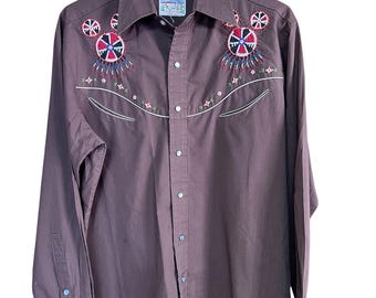 Vintage Kennington Rocking Rancher Western Shirt Mens Large Pearl Snap Cowboy