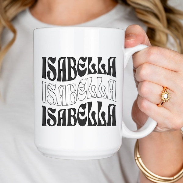 Custom name text mug, cute retro groovy coffee cup, Custom Design, personalized mom mug,unique Mother’s Day mug text, custom mug gift