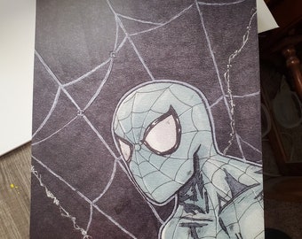 Spiderman grayscale fan art 11x17 print