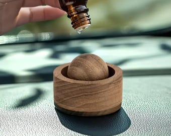 Wooden Essential Oil Diffuser – Mini Natural Fragrance Diffuser for Car, Bedroom, Bathroom & Living Room – Cute Aromatherapy Decor