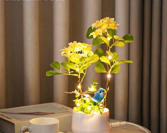 LED Flower Bird Lamp – Artistic Ambient Night Light – Bedroom Decor Variations
