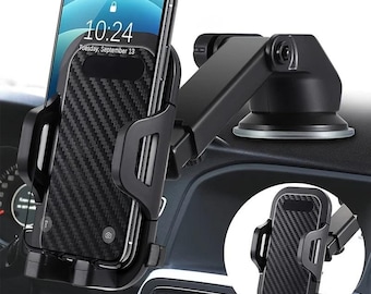 Car Phone Holder Mount – Suction Cup Dashboard & Windshield Stand – Adjustable Hands-Free Phone Holder for Driving