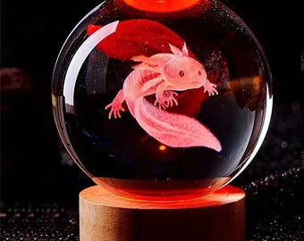 3D Laser Engraved Crystal Ball Lamp – Ocean Creature or Pegasus (8cm)