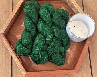 Forest emerald green hand dyed yarn | Fingering weight, 2-ply 80/20 merino nylon blend | "Cape Lookout"