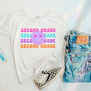 Retro Second Grade Girl Shirt, Second Grade Shirt for Girls, First Day of School Shirt, Back to School Shirt, Girls Shirt, Shirts for Girls