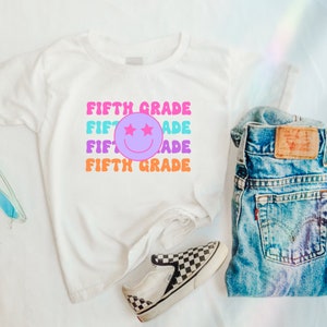 Retro Fifth Grade Girls Shirt, Fifth Grade Shirt for Girls, First Day of School Shirt, Back to School Shirt, Girls Shirt, Shirts for Girls